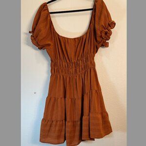 Liberty Love Short Sleeve / Off-the-Shoulder Dress – Rust (XL)